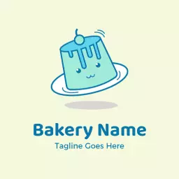 Cheerful Blue Cake with Icing on a Plate Logo Template