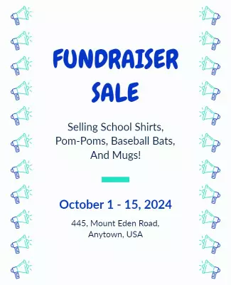 Cheerful Blue Fundraiser Sale Event Poster Template
