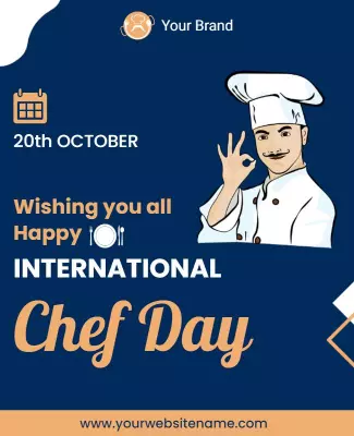 Cheerful Blue International Chef Day Celebration Poster Template