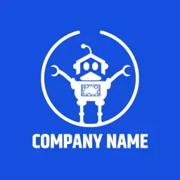 Cheerful Blue Robot Design for Innovative Tech Company Logo Template