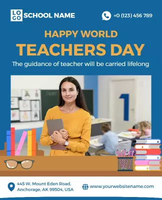 Cheerful Blue Teachers Day Appreciation Poster Template