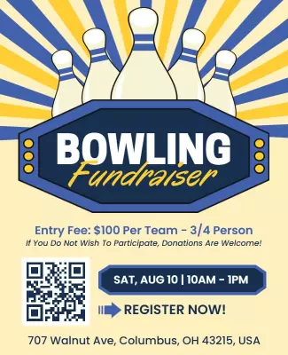 Cheerful Bowling Fundraiser Event Poster Template