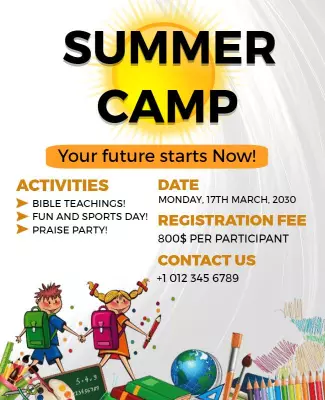 Cheerful Bright Summer Camp Activities Poster Template