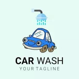 Cheerful Cartoon Car Character for Car Wash Logo Template