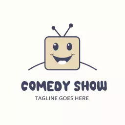 Cheerful Cartoon Character Engaging Audience in Comedy Show Logo Template