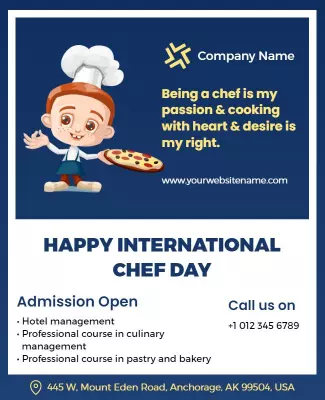 Cheerful Cartoon Chef Theme for International Chef Day Poster Template