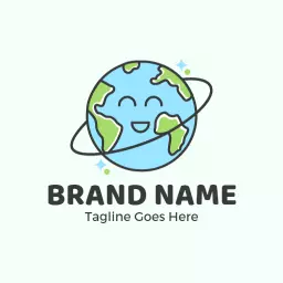 Cheerful Cartoon Earth Design Promoting Global Awareness Logo Template