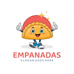 Cheerful Cartoon Empanada Character with a Smiling Face Logo Template
