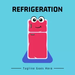 Cheerful Cartoon Fridge Design for Reliable Refrigeration Logo Template