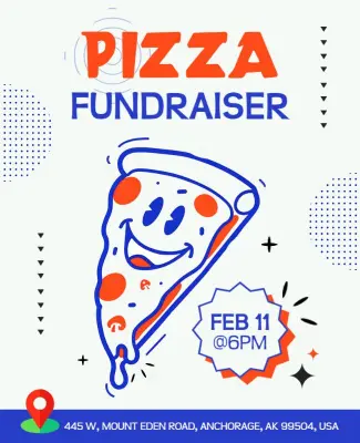 Cheerful Cartoon Pizza Fundraiser Event Flyer Template