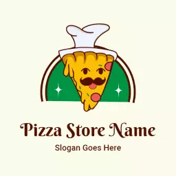 Cheerful Cartoon Pizza Slice Celebrating Flavorful Nutrition Logo Template
