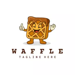 Cheerful Cartoon Waffle Character with Delicious Toppings Logo Template