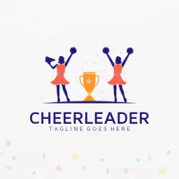 Cheerful Cheerleaders Celebrating with a Trophy Logo Template