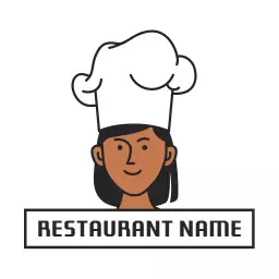 Cheerful Chef Character Representing Delicious Dining Restaurant Logo Template