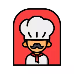 Cheerful Chef with Classic White Hat in Catering Scene Logo Template