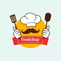 Cheerful Chef with Utensils Highlighting Food Services Logo Template