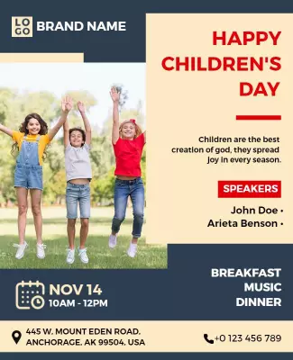 Cheerful Children's Day Celebration with Joyful Kids Poster Template