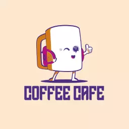 Cheerful Coffee Mug Character Enjoying Delicious Cafe Treats Logo Template