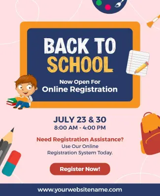 Cheerful Colorful Back to School Online Registration Flyer Template