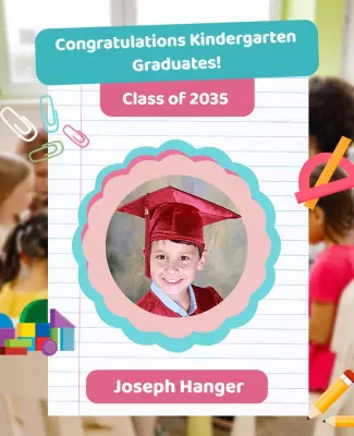 Cheerful Colorful Kindergarten Graduation Celebration Poster Template