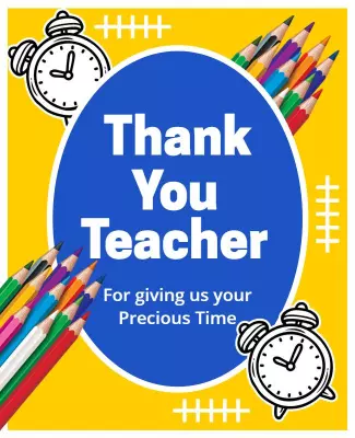 Cheerful Colorful Thank You Teacher Appreciation Poster Template