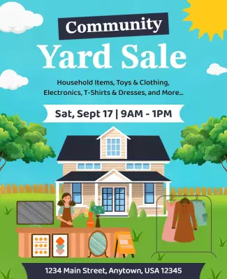 Cheerful Community Yard Sale Event Poster Template