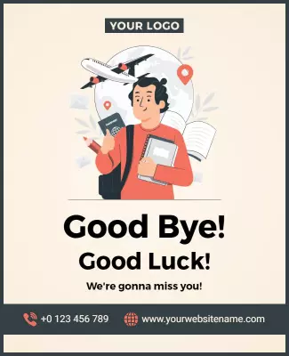 Cheerful Farewell Travel Theme Goodbye Good Luck Poster Template