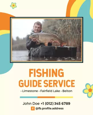 Cheerful Fishing Adventure Guide Service Poster Template