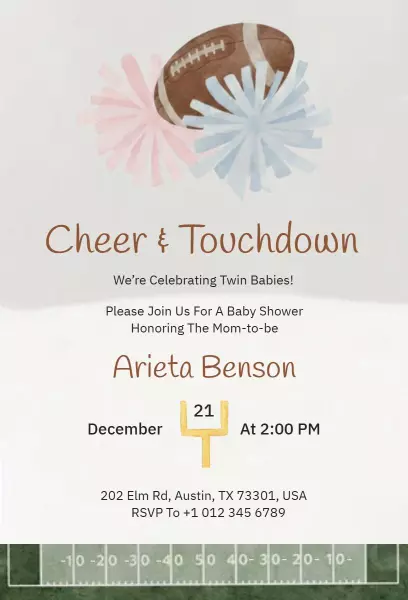 Cheerful Football Themed Baby Shower Celebration Invitation Template
