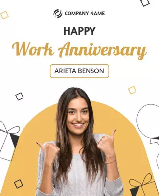 Cheerful Gold Work Anniversary Celebration Poster Template