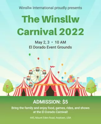 Cheerful Green Family Carnival Celebration Poster Template
