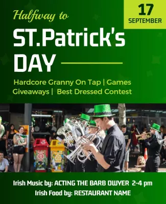Cheerful Green Halfway to St. Patrick's Day Celebration Poster Template