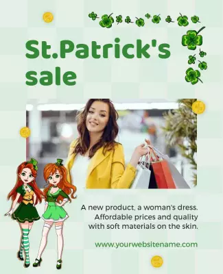 Cheerful Green Irish Holiday Discount Offer Poster Template