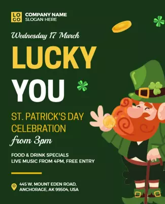 Cheerful Green Leprechaun St. Patrick's Day Event Poster Template