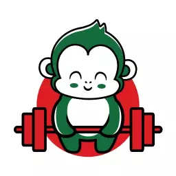 Cheerful Green Monkey Lifting Weights Mascot Logo Template