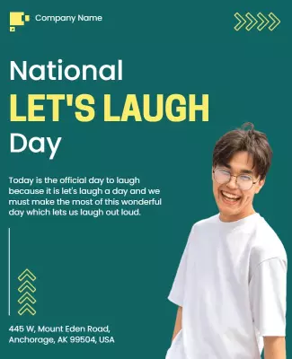 Cheerful Green National Let's Laugh Day Celebration Poster Template