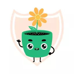 Cheerful Green Plant Mascot with Flower Design Logo Template