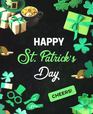Cheerful Green Shamrock Decorations for St. Patrick's Day Poster Template