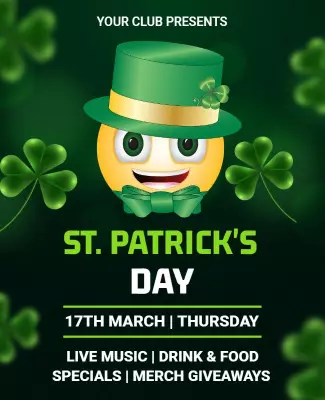 Cheerful Green Shamrock Party for St. Patrick's Day Poster Template