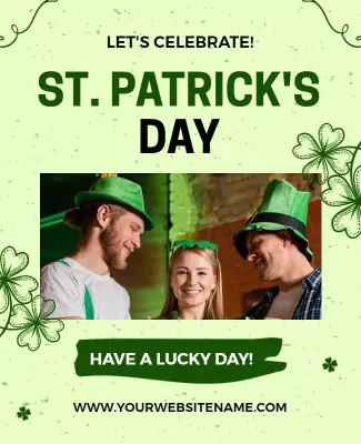 Cheerful Green Shamrock Theme St. Patrick's Day Poster Template