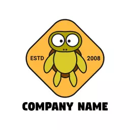 Cheerful Green Turtle Design with Friendly Expression Logo Template
