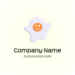 Cheerful Happy Ghost Icon Celebrating Food Culture Logo Template