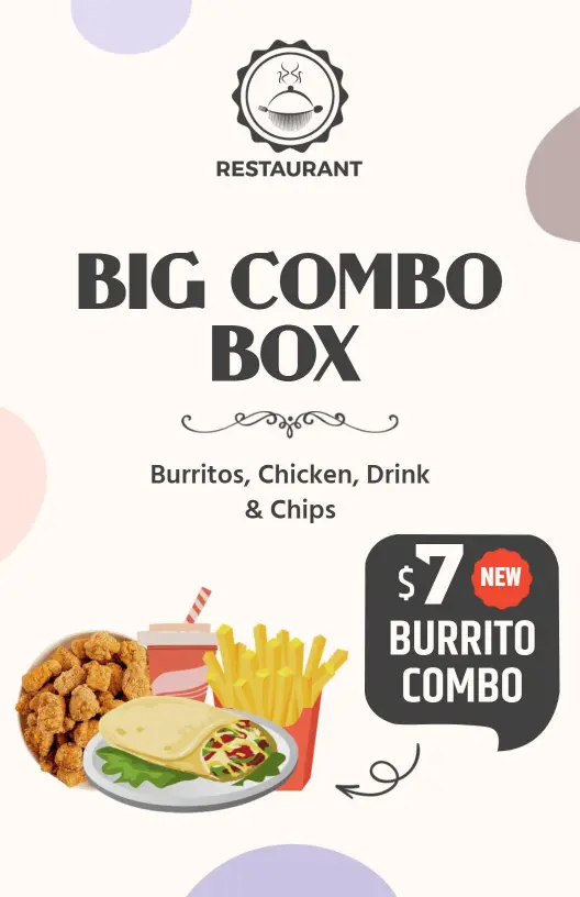 Cheerful Illustrated Big Combo Box Burrito Menu Template