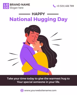 Cheerful Illustrated National Hugging Day Celebration Poster Template