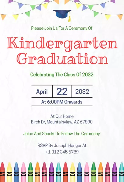 Cheerful Kindergarten Graduation Celebration Invitation Template