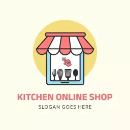 Cheerful Kitchen Icon Representing Online Shop Services Logo Template