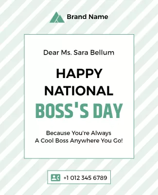 Cheerful Minimalist Boss's Day Greeting Card Poster Template