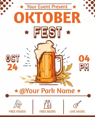 Cheerful Orange Beer Mug Oktoberfest Festival Gathering Poster Template