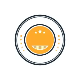 Cheerful Orange Face Design in a Circle Logo Template