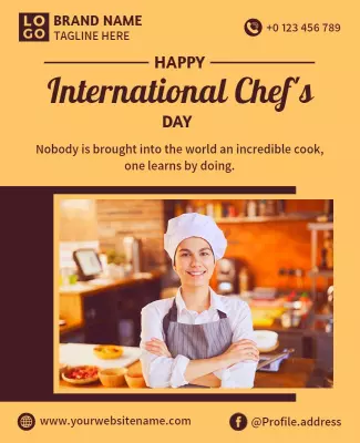 Cheerful Orange International Chef's Day Celebration Poster Template